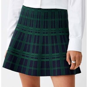 Green and black plaid tartan knit jersey skater skirt NWT